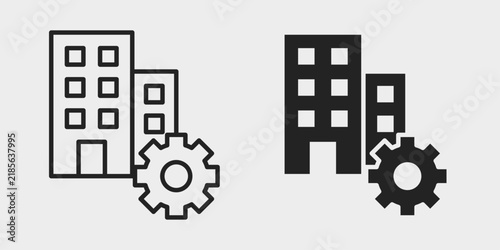 Automation Enterprise Icon represents large-scale automated operations, intelligent business systems, and scalable organizational workflows through structured elements in stroke and filled styles.