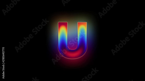 Glowing Infrared Alphabet Letter U Typography Loop