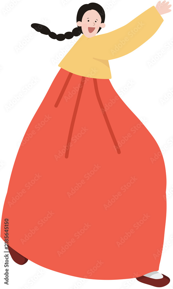Fototapeta premium Korean Woman in Traditional Hanbok for Korean Holiday and Cultural Heritage Illustration