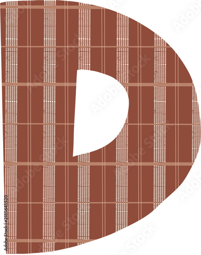 Checkered Striped Letter D Alphabet Decorative Typography Graphic Element