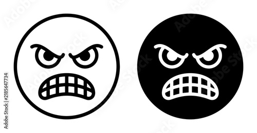 фотографія Angry Face Emoticon Icons, Vector Set of Negative Emotion Symbols, Expressing Fr