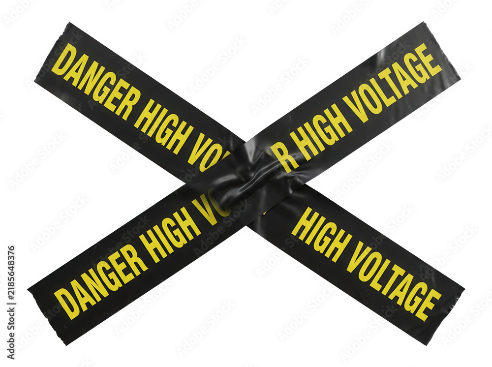 Obraz premium Taśma ostrzegawcza 'DANGER HIGH VOLTAGE' w kształcie X