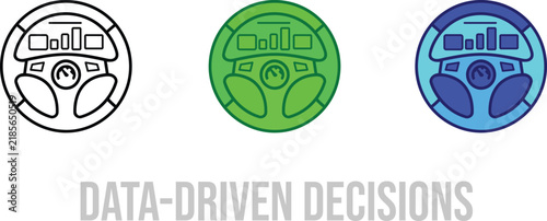 Data-Driven Decisions Icon | Steering Wheel Dashboard Analytics Graphic