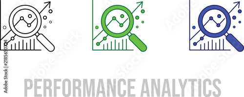 Performance Analytics Icon | Magnifying Glass & Business Data Growth Chart Vector