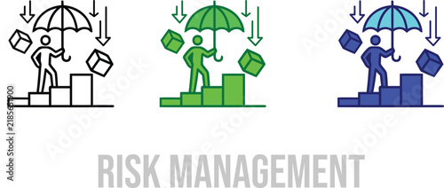 Risk Management Umbrella Icon | Business Hazard Protection Outline