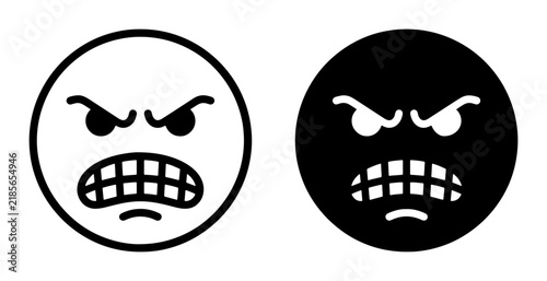 Foto Angry Emoji Icons, Furious Face Vector Art, Negative Emotion Symbols, Grumpy Exp