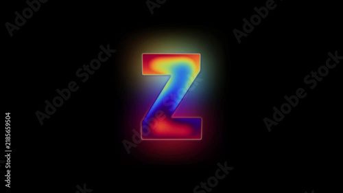 Glowing Infrared Alphabet Letter Z Typography Loop