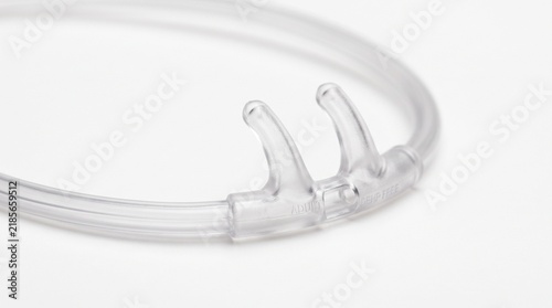 Macro Detail of Clear Plastic Nasal Cannula for Respiratory Therapy