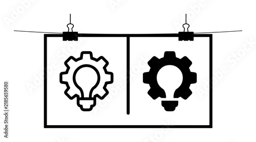 Innovation Concept, Idea Generation, Lightbulb Gear Icons. Vector Set for Business Solutions and Creative Thinking