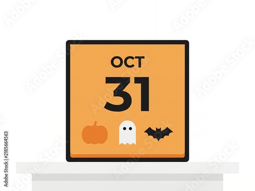 Halloween Calendar October 31 on Shelf