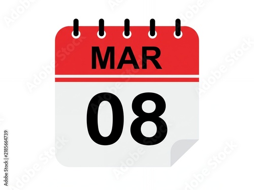 Red Calendar Top Text March 08