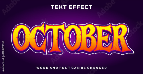 October 3D Text Effect with Spooky Orange Yellow Gradient Typography and Dark Purple Halloween Backdrop
