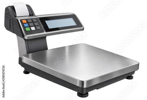 Stainless Steel Digital Platform Weighing Scale with LCD Display Isolated on Transparent Background