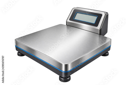 Stainless Steel Digital Platform Weighing Scale with LCD Display Isolated on Transparent Background