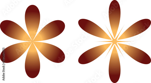 茶色グラデーション花 2個セット 透明背景 PNG 切り抜き 背景透過