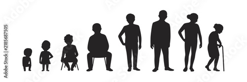 Foto Human life cycle silhouette showing the progression from infancy to childhood, a