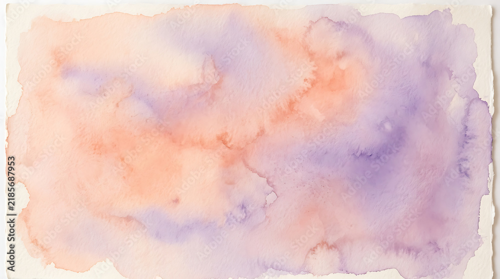 Obraz premium Soft Pastel Watercolor Wash Background with Peach and Purple Blended Artistic Texture