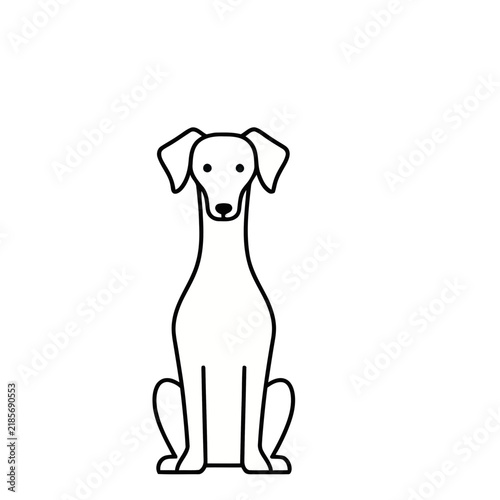 Simple illustration of a white dog sitting