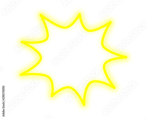 Yellow Glowing Comic Explosion Burst Star Shape Design Element Isolated on Transparent Background