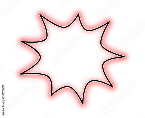Red Neon Glowing Comic Explosion Speech Bubble Graphic Element Isolated on Transparent Background