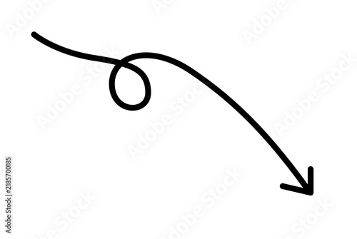 Hand Drawn Curved Arrow Line Pointer Graphic Design Element Isolated on Transparent Background