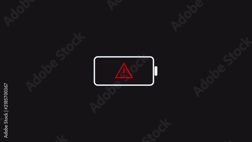 Critical battery warning with red triangle and exclamation mark