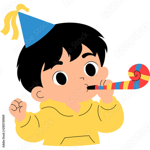 Kid Celebrating New Year Illustration
