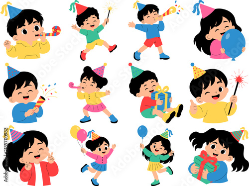 Kid Celebrating New Year Illustration
