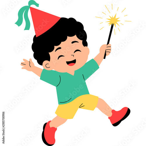 Kid Celebrating New Year Illustration
