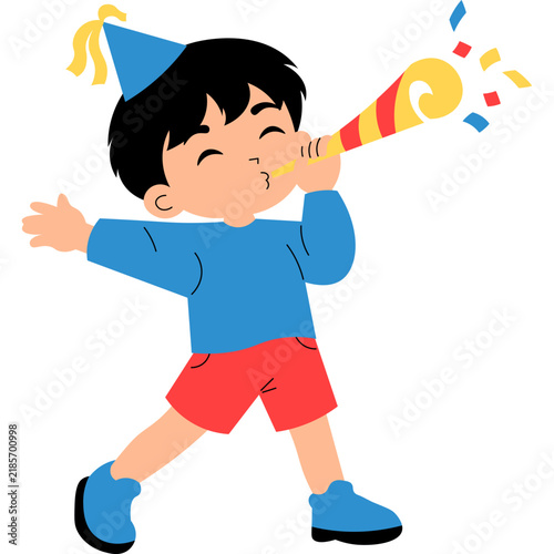 Kid Celebrating New Year Illustration

