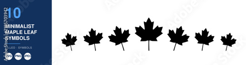 Maple Leaf Symbols, Minimalist Design, Filled Icons, Vector Graphics, Nature Illustration, Decorative Elements