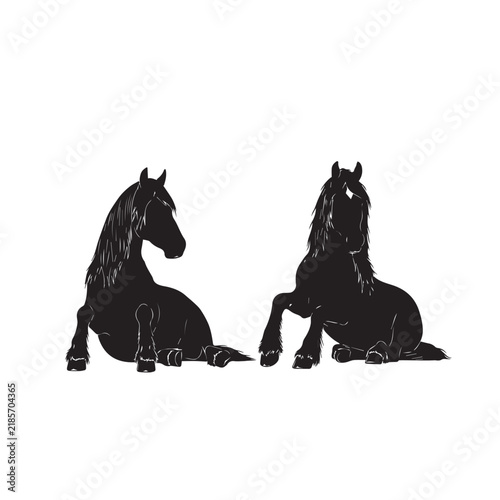 Friesian Horse Sitting Silhouette Vector Set
Friesian Horse Black Silhouette Illustration
Sitting Horse Black and White Vector
