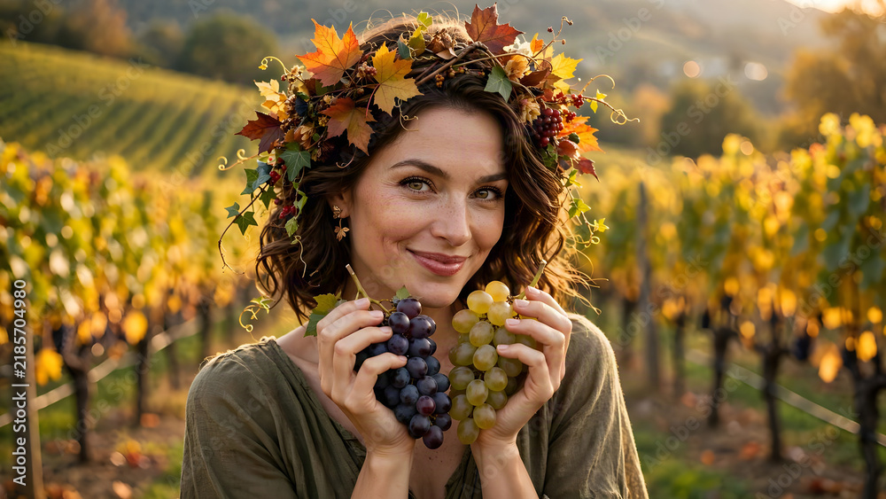 Obraz premium Elegiia d'Autunno, tempo di vendemmia dell'uva nei vigneti