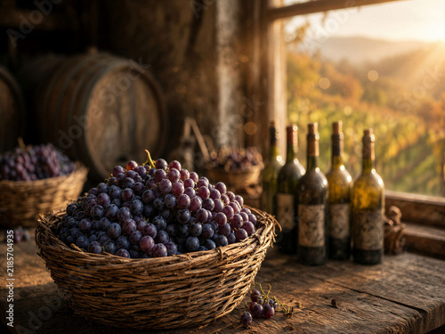 Autunno, tempo di vendemmia dell'uva nei  vigneti
