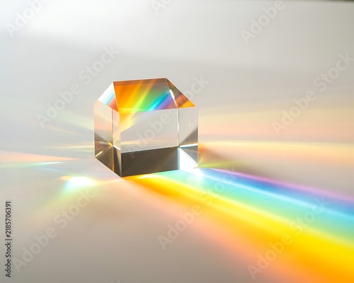 Light refraction through crystal prism