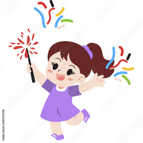 Kid Celebrating New Year Illustration