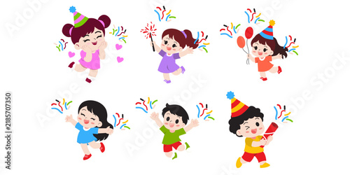 Kid Celebrating New Year Illustration