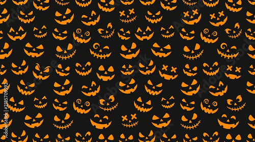 Spooky halloween jack o lantern seamless repeating pattern