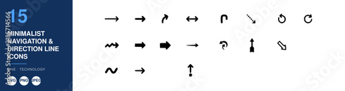 Minimalist Navigation Direction Line Icons Set, Modern Design for Apps and Websites