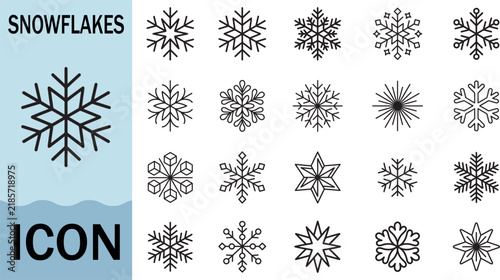 Snowflake icon set for winter celebration