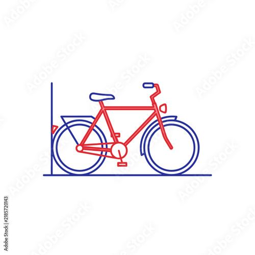 Minimalist line art bicycle parked against a wall
