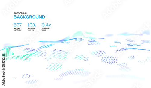 Digital data abstract with ai background blue for green vision technology. Futuristic flow transformation with concept business security for tech circuit computer. Wave cyber digital with space