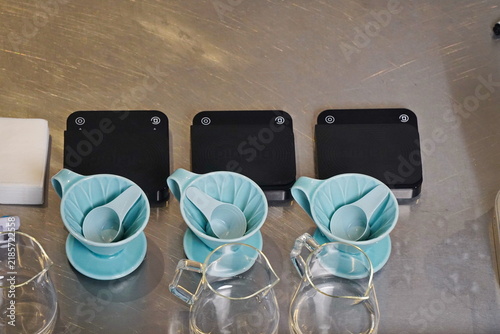 Fotografía Funnels for brewing specialty coffee in a glass server.