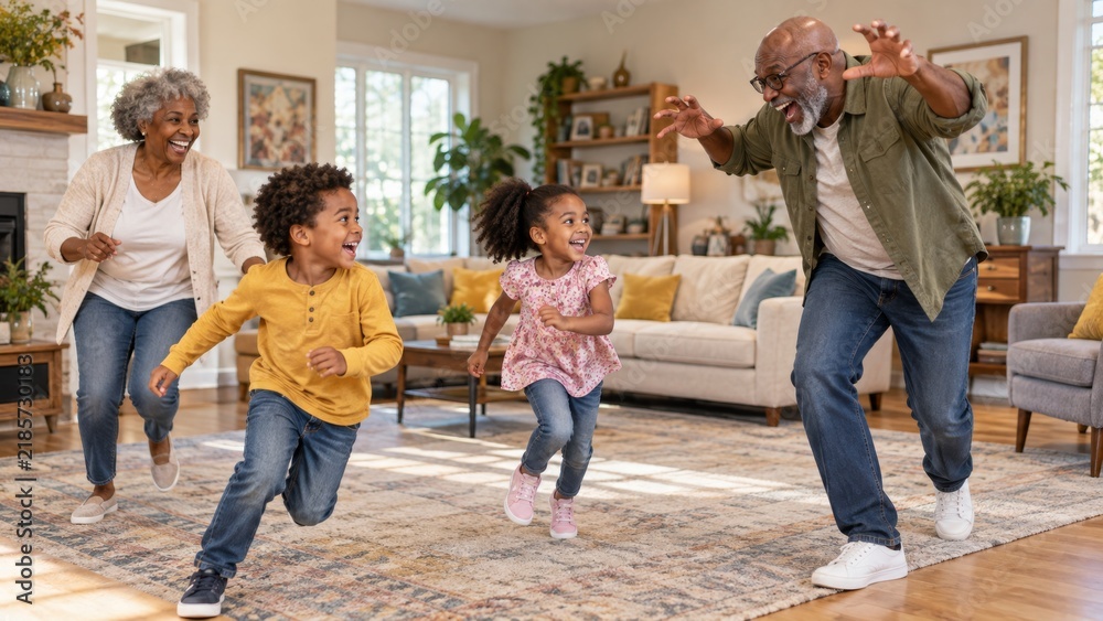 Fototapeta premium Intergenerational Family Bonding and Playful Togetherness Outdoors