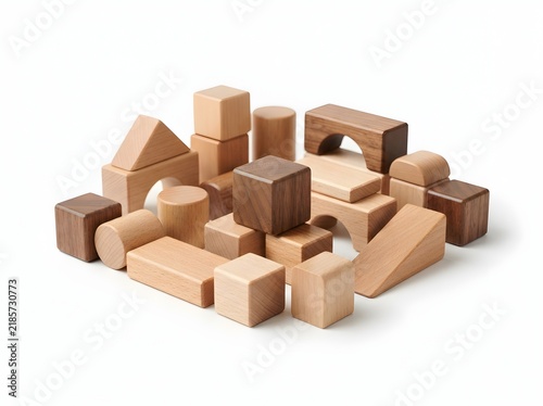 wooden toy blocks isolated