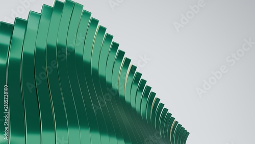 фотографія Abstract 3D rendering featuring dynamic green wavy metallic ribbons flowing grac