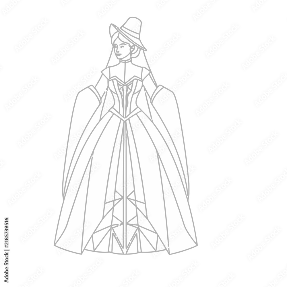 Fototapeta premium Woman in a historical dress and hat