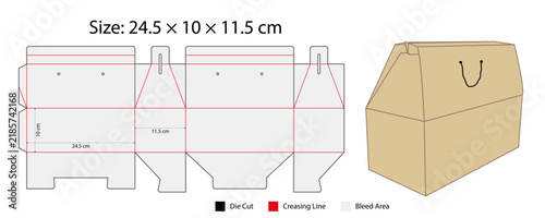Box Bag with Handle Template – Die Cut Keyline