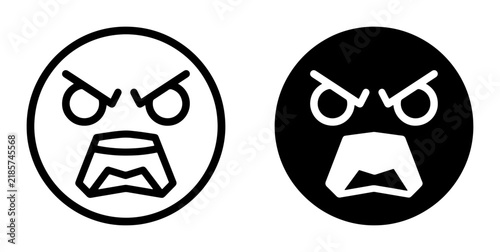 Bild auf Leinwand Angry Face Icons, Grumpy Emoticon Symbols, Furious Expression Vector Art, Negati