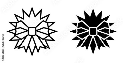 Gift Bow Icon Set, Festive Celebration Decoration Vector Graphics, Holiday Present Ribbon Symbol, Black and White Design Elements